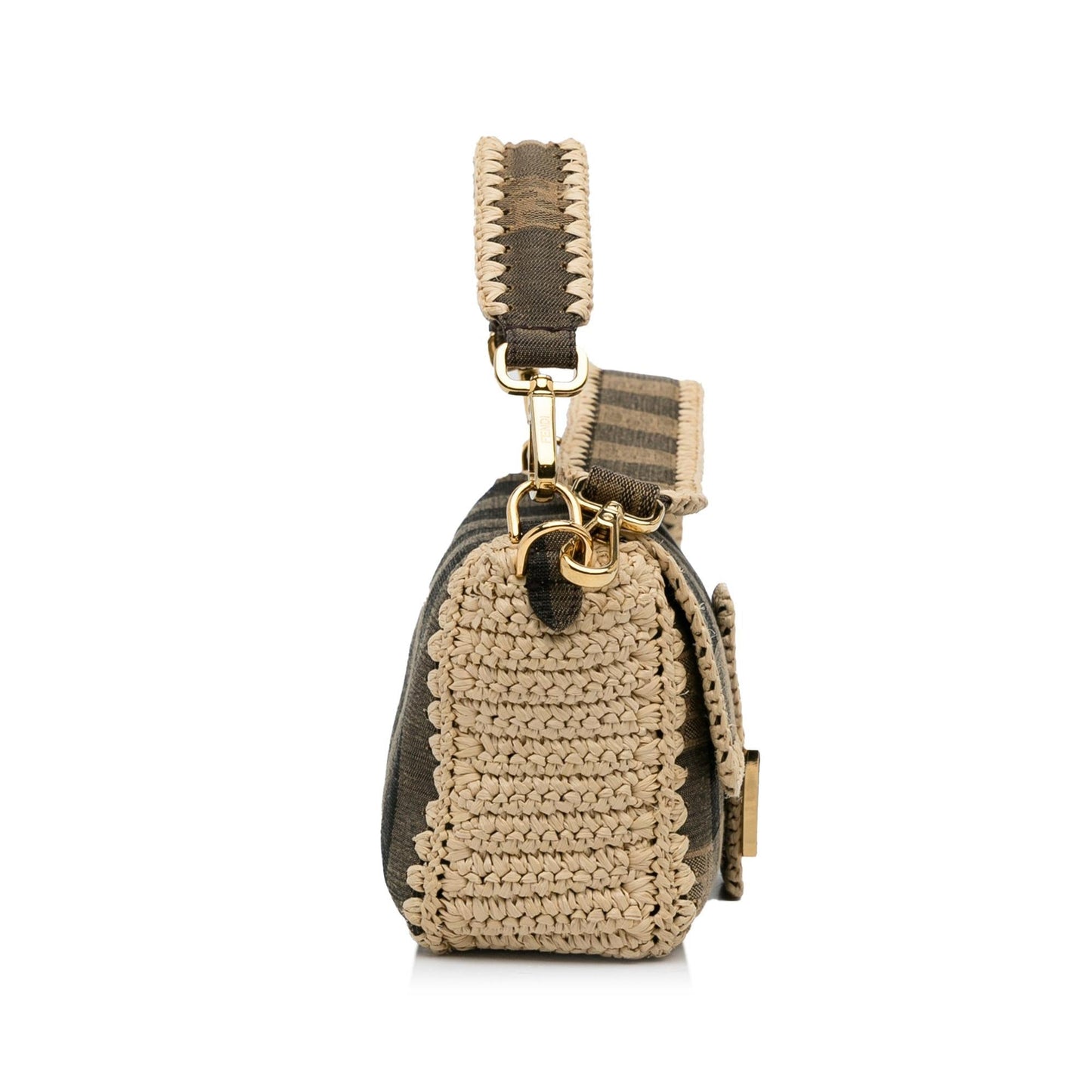 Luxury FendiPequin Canvas and Raffia Mamma Baguette (SHG-sSRqPf)