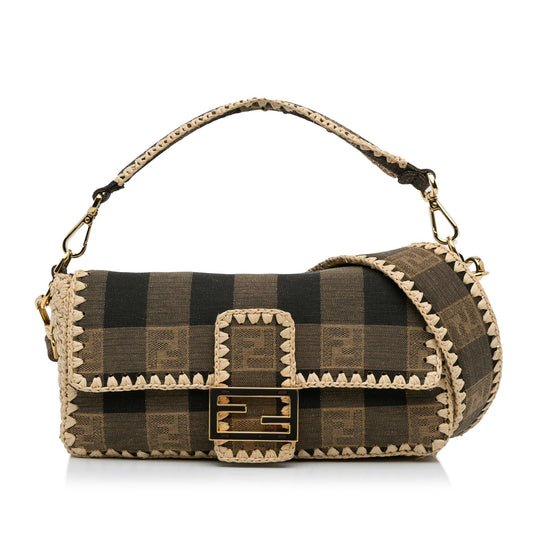 Luxury FendiPequin Canvas and Raffia Mamma Baguette (SHG-sSRqPf)