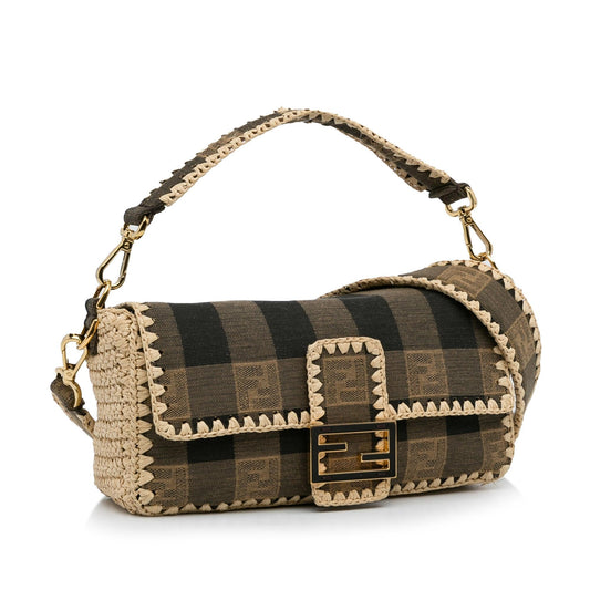Luxury FendiPequin Canvas and Raffia Mamma Baguette (SHG-sSRqPf)