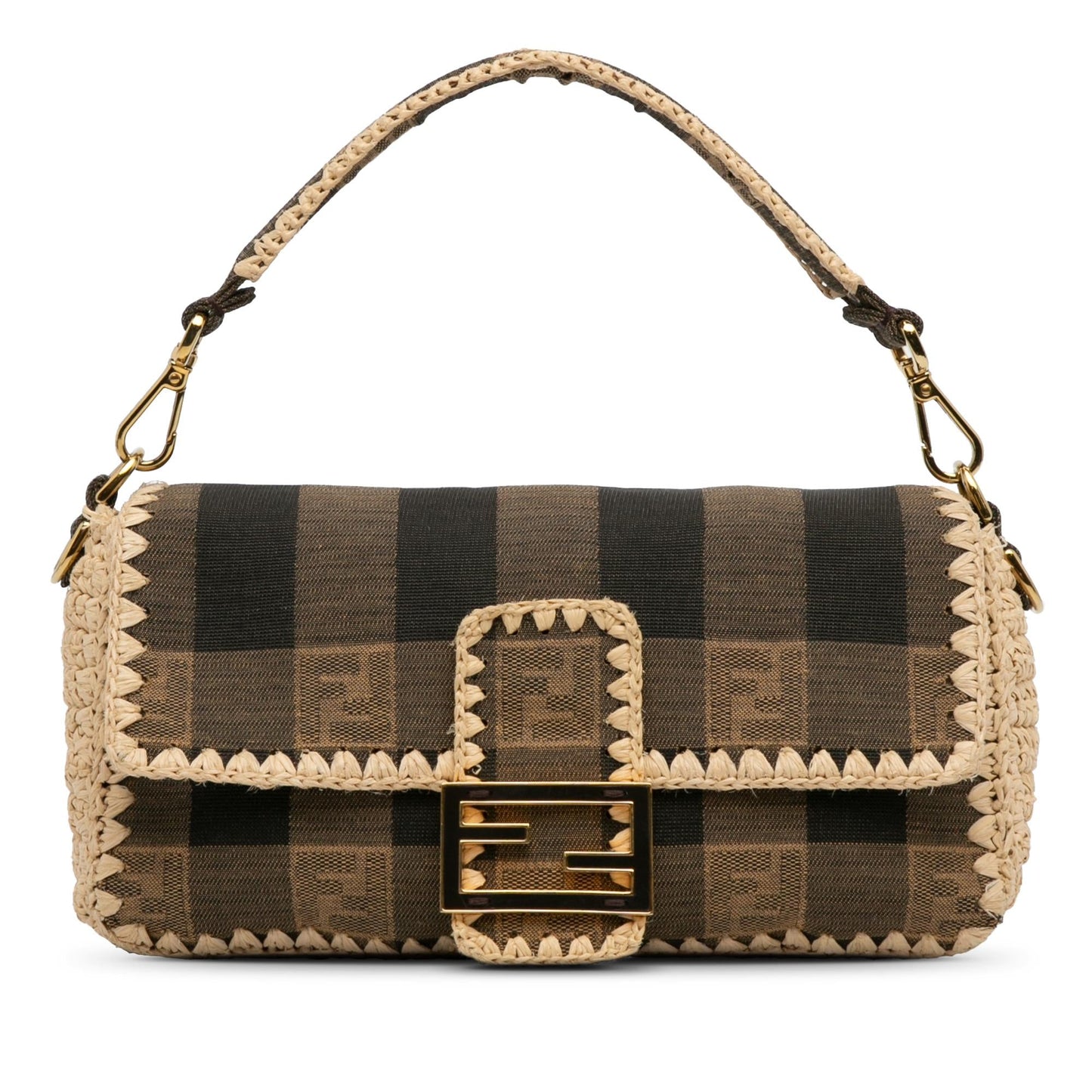 Luxury FendiPequin Canvas and Raffia Mamma Baguette (SHG-g32SBG)