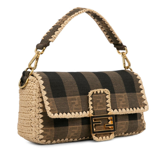 Luxury FendiPequin Canvas and Raffia Mamma Baguette (SHG-g32SBG)