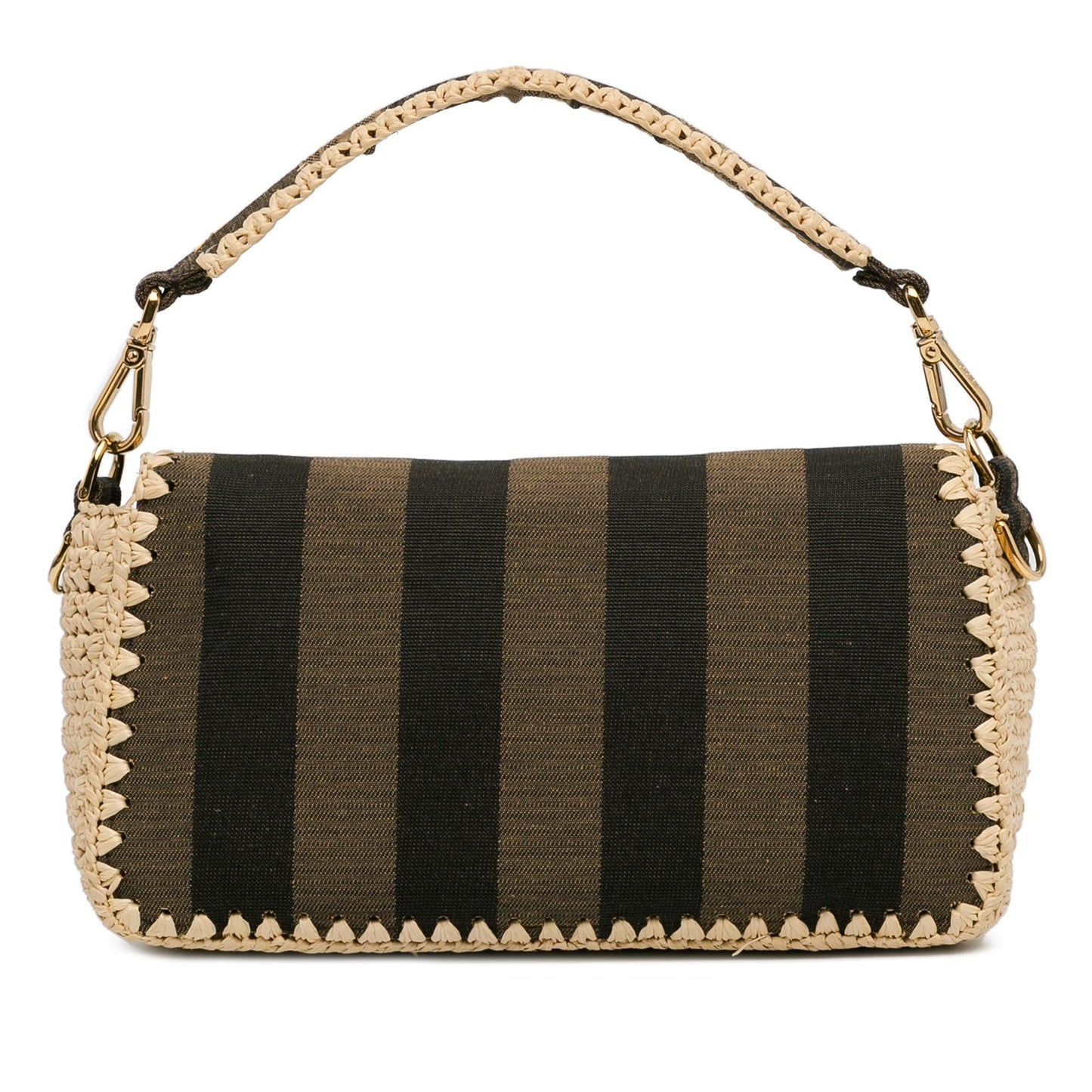 Luxury FendiPequin Canvas and Raffia Mamma Baguette (SHG-MJAC72)