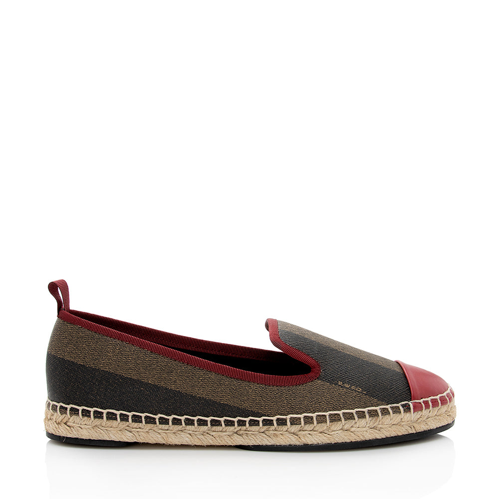 Luxury FendiPequin Stripe Espadrilles Flats - Size 8 / 38 (SHF-18369)
