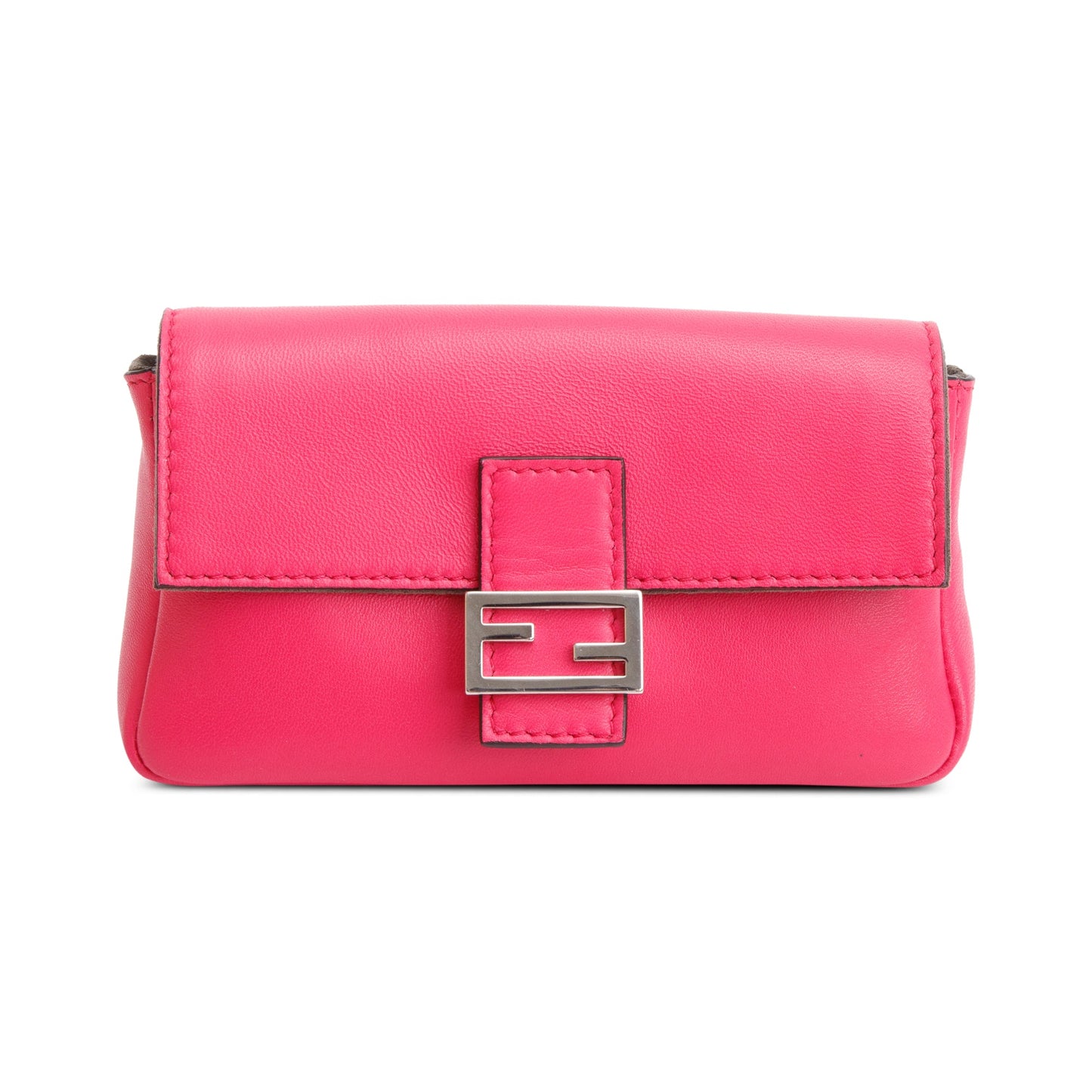 Fendi Pink Calfskin Leather Micro Baguette Bag