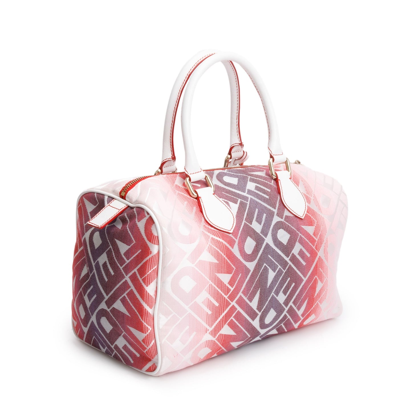 Fendi Pink Multicolor Ombre Canvas Forever Bauletto Boston Bag