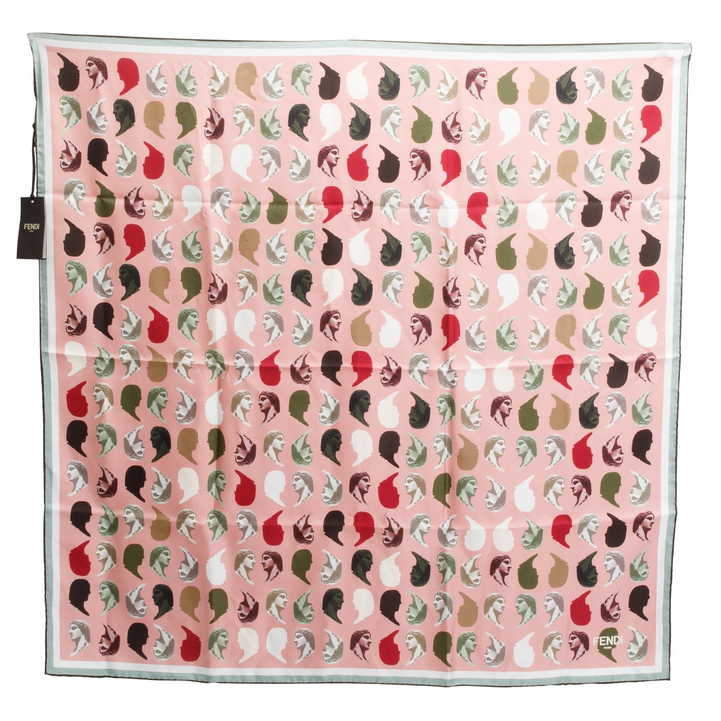 Fendi Pink Multicolor Print Silk Foulard 90