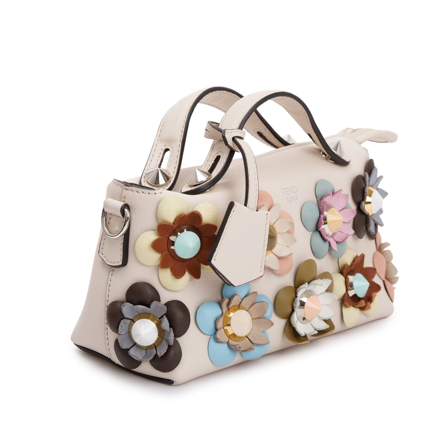 Fendi Pink Vitello Dolce Flowerland By the Way Mini Boston Bag
