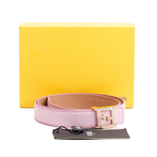 Fendi Pink Vitello Elite Leather FF Buckle Belt 80 32