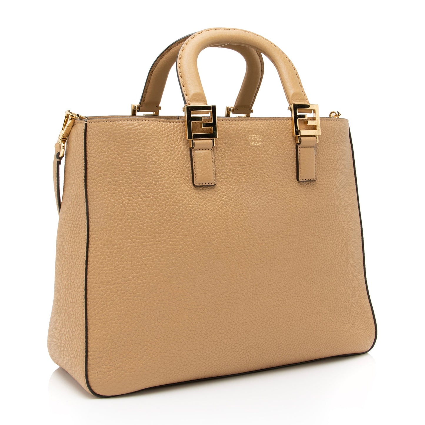 Luxury FendiCalfskin Romano Selleria FF Handle Medium Tote (SHF-23375)