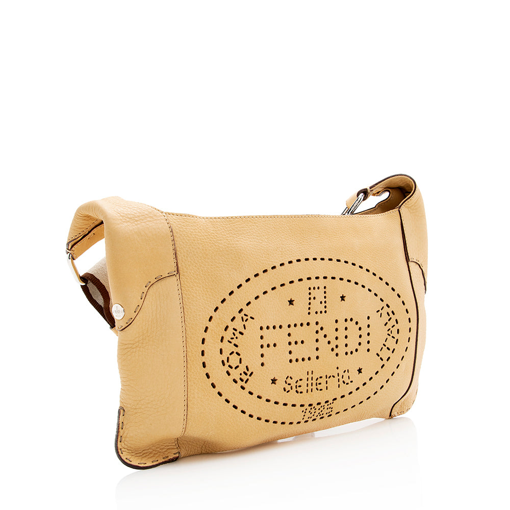 Luxury FendiSelleria Leather Perforated Romano Messenger Bag (SHF-18894)