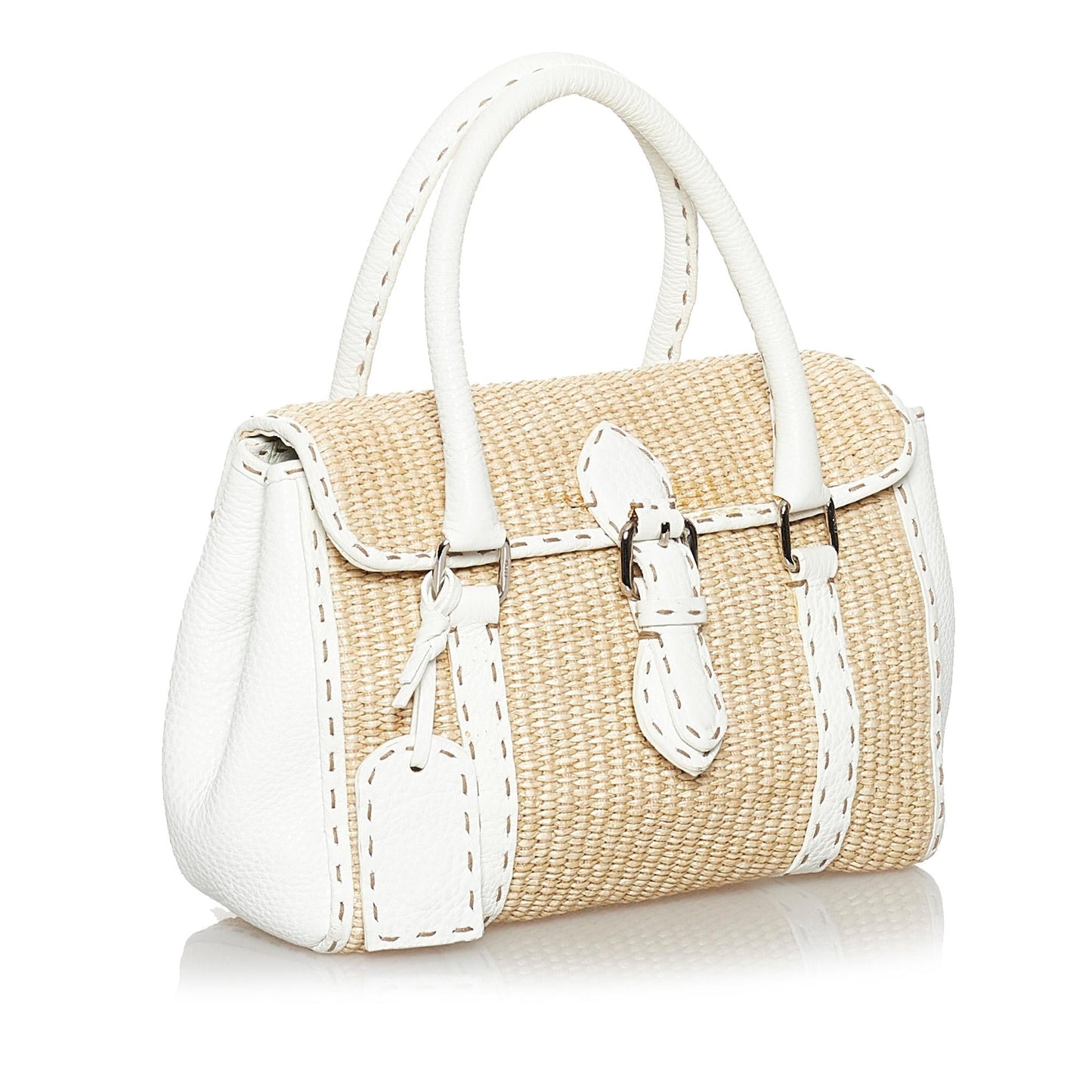 Luxury FendiSelleria Linda Raffia Handbag (SHG-29727)