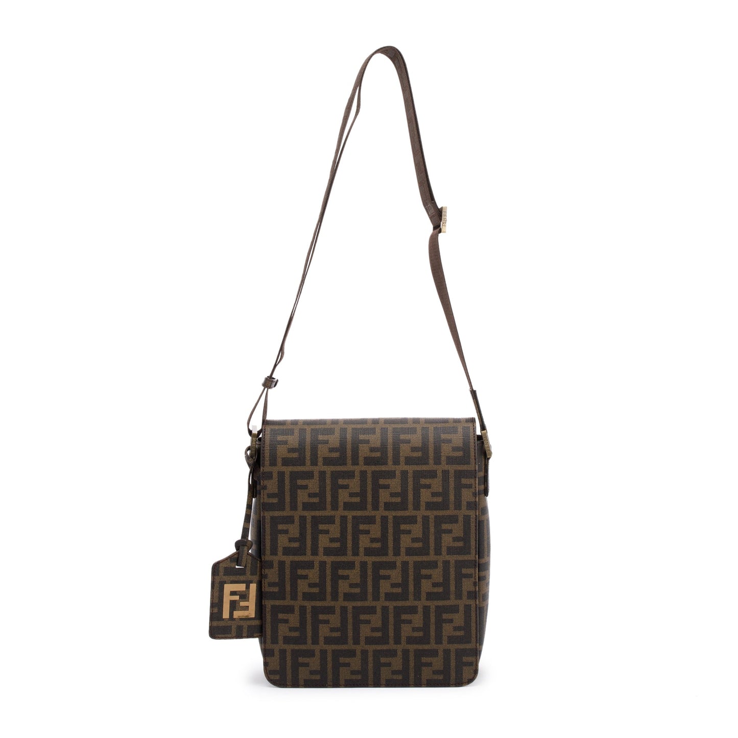 Fendi Small FF Zucca Coated Canvas Flap Messenger Bag
