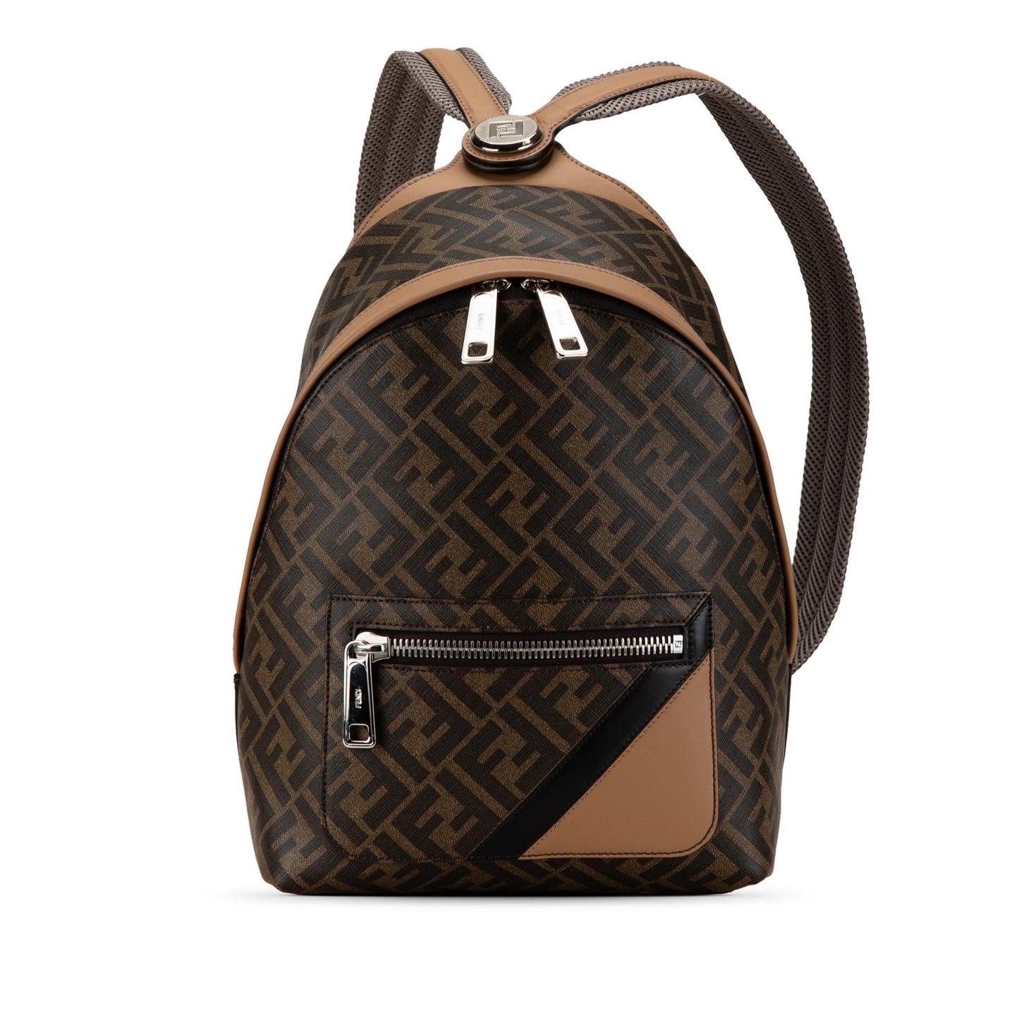 Luxury FendiSmall Zucca Coated Canvas Chiodo Diagonal Backpack (SHG-SOm720)