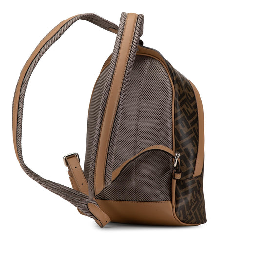 Luxury FendiSmall Zucca Coated Canvas Chiodo Diagonal Backpack (SHG-SOm720)