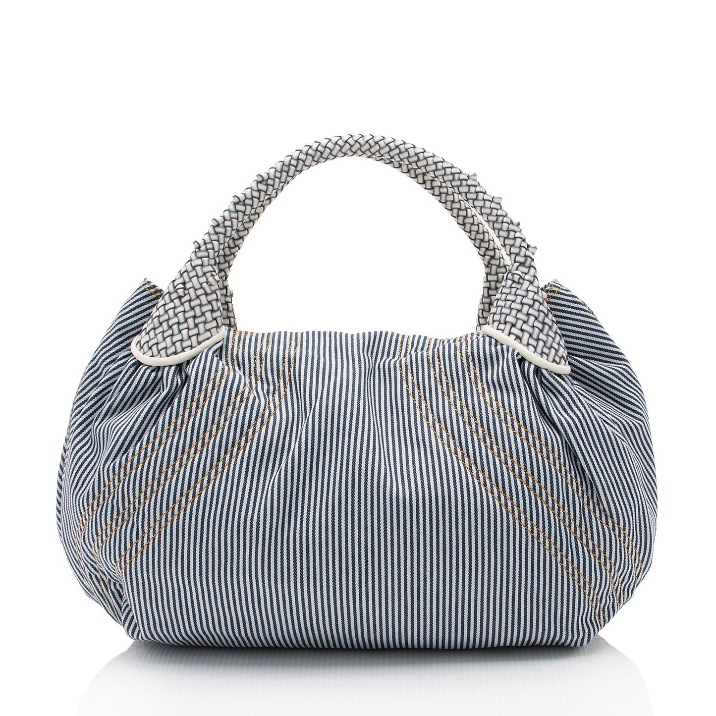 Luxury FendiStriped Denim Spy Satchel (SHF-i8ZclG)