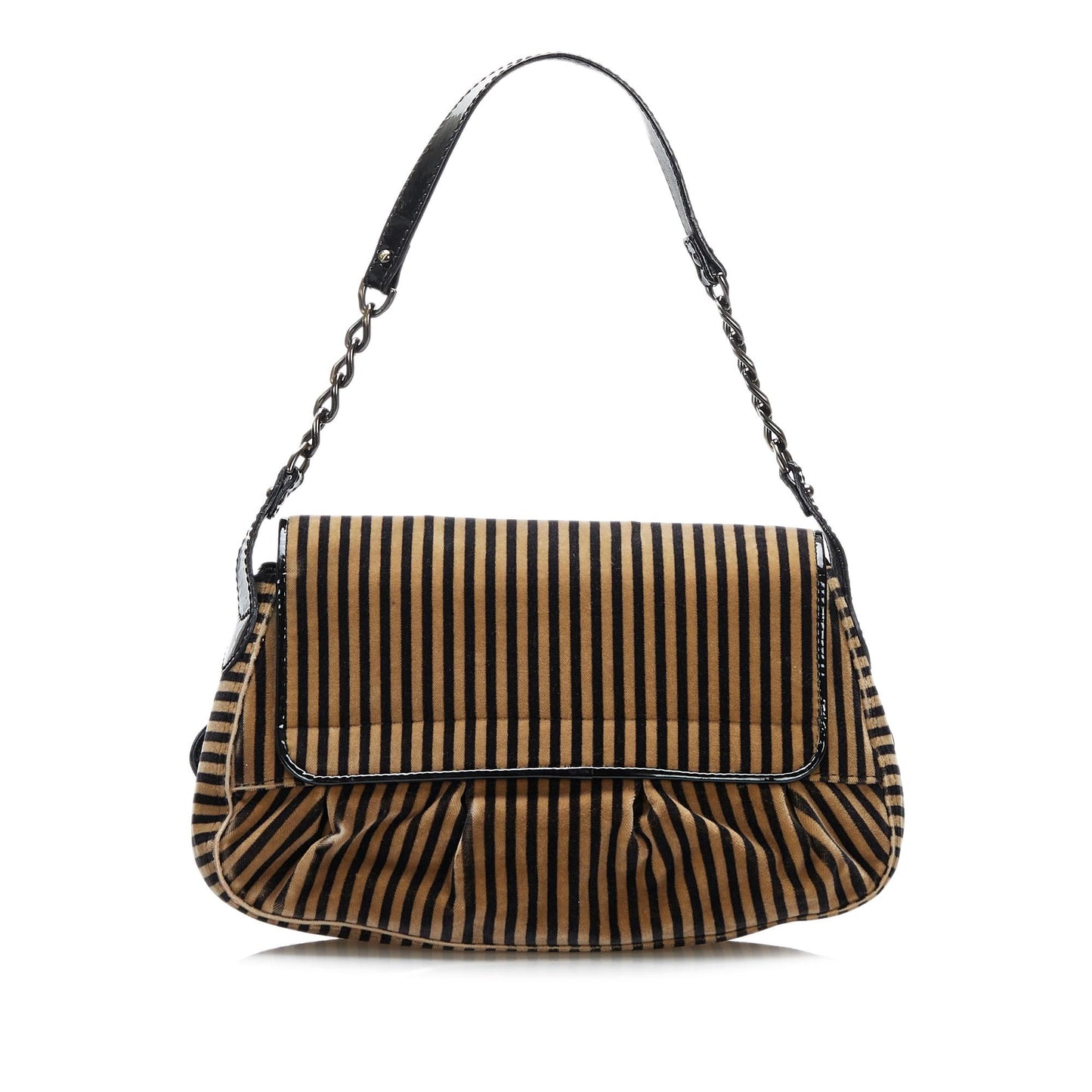 Luxury FendiStriped Velvet B Bis Bag (SHG-37726)