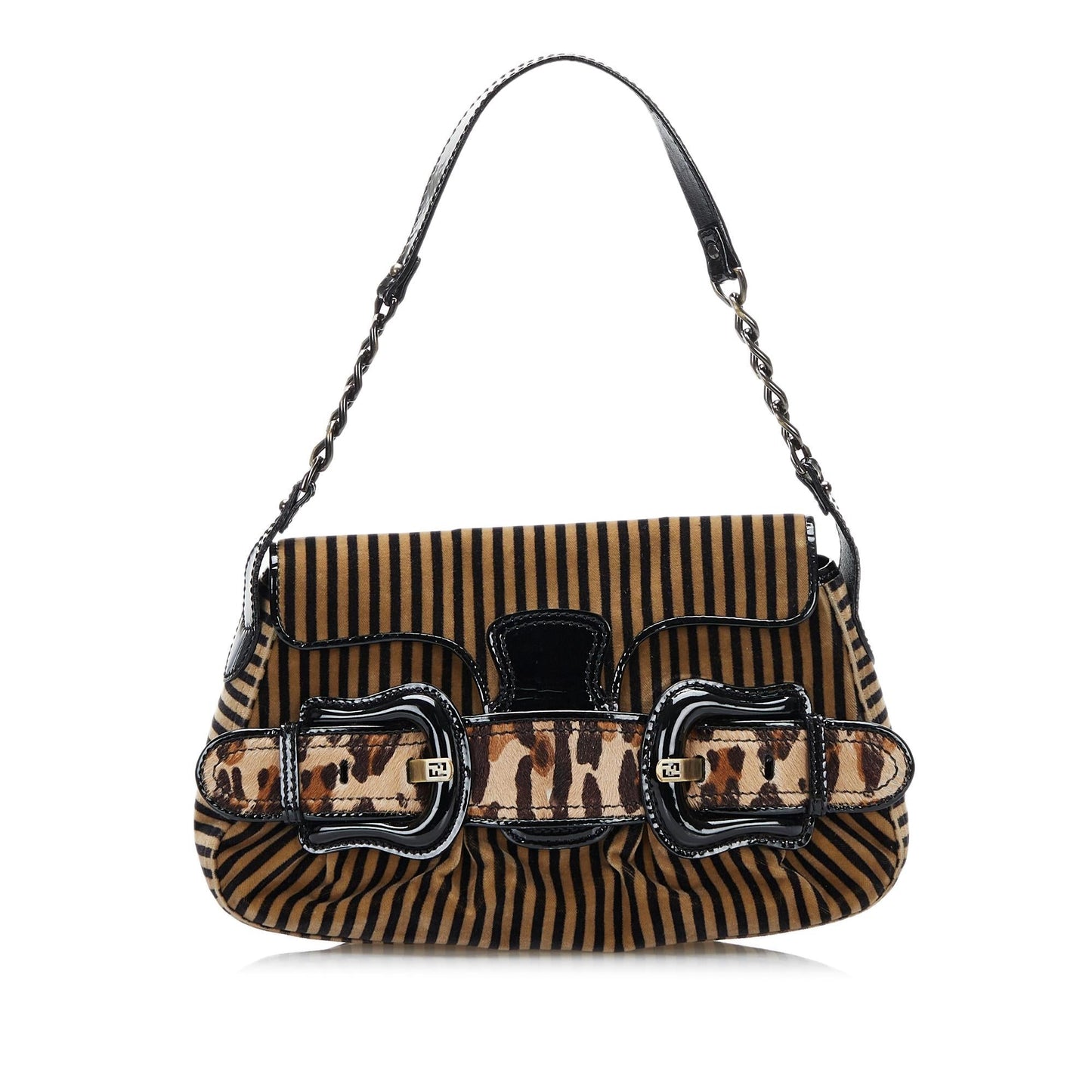 Luxury FendiStriped Velvet B Bis Bag (SHG-37726)