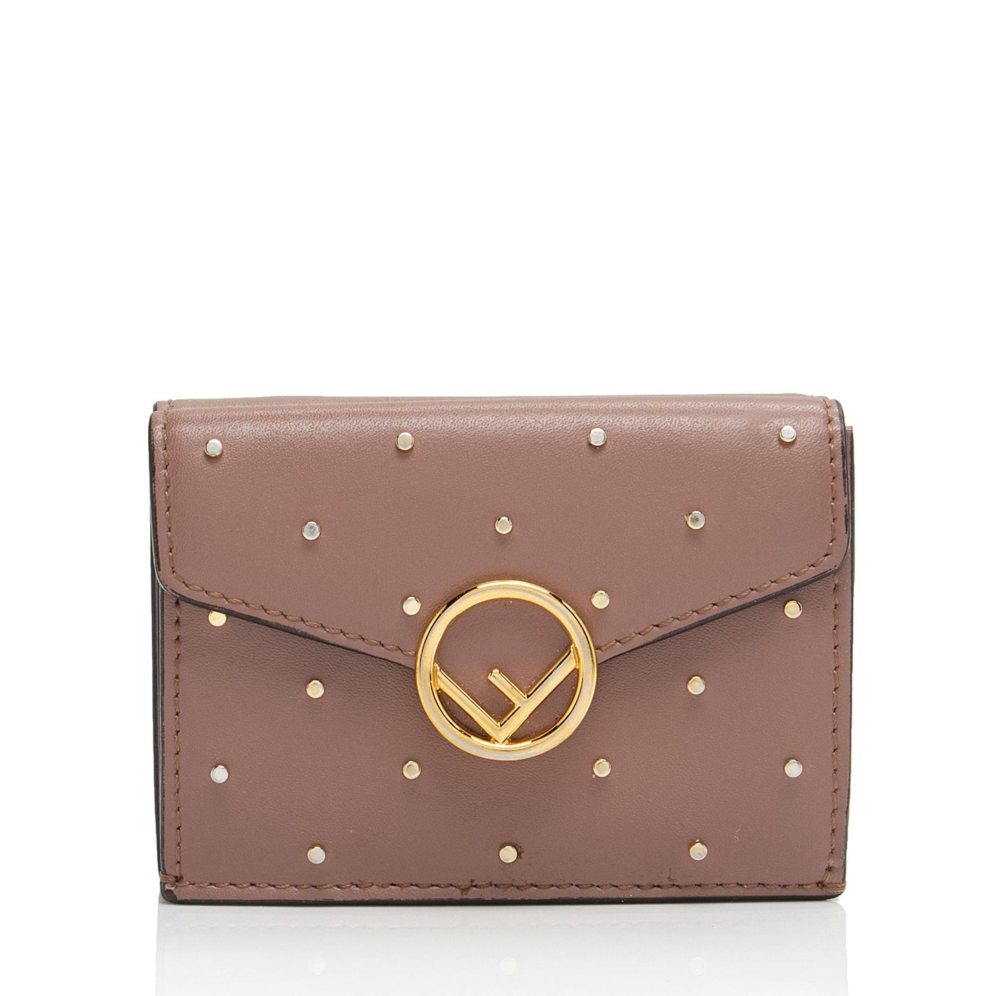 Luxury FendiStudded Calfskin Micro Tri-fold Wallet (SHF-ymbBNz)
