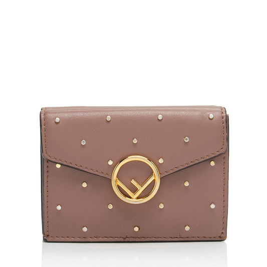 Luxury FendiStudded Calfskin Micro Tri-fold Wallet (SHF-ymbBNz)
