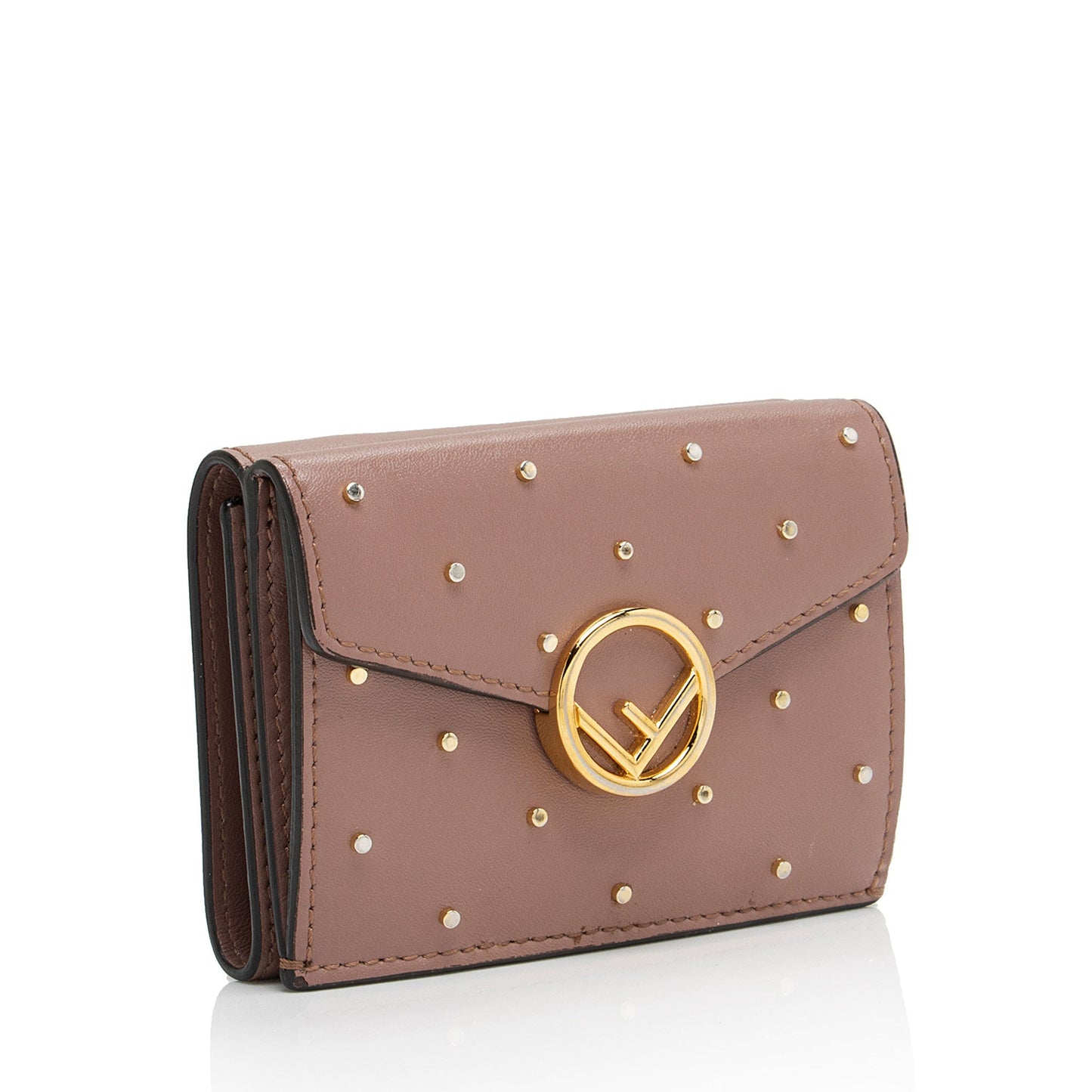 Luxury FendiStudded Calfskin Micro Tri-fold Wallet (SHF-ymbBNz)