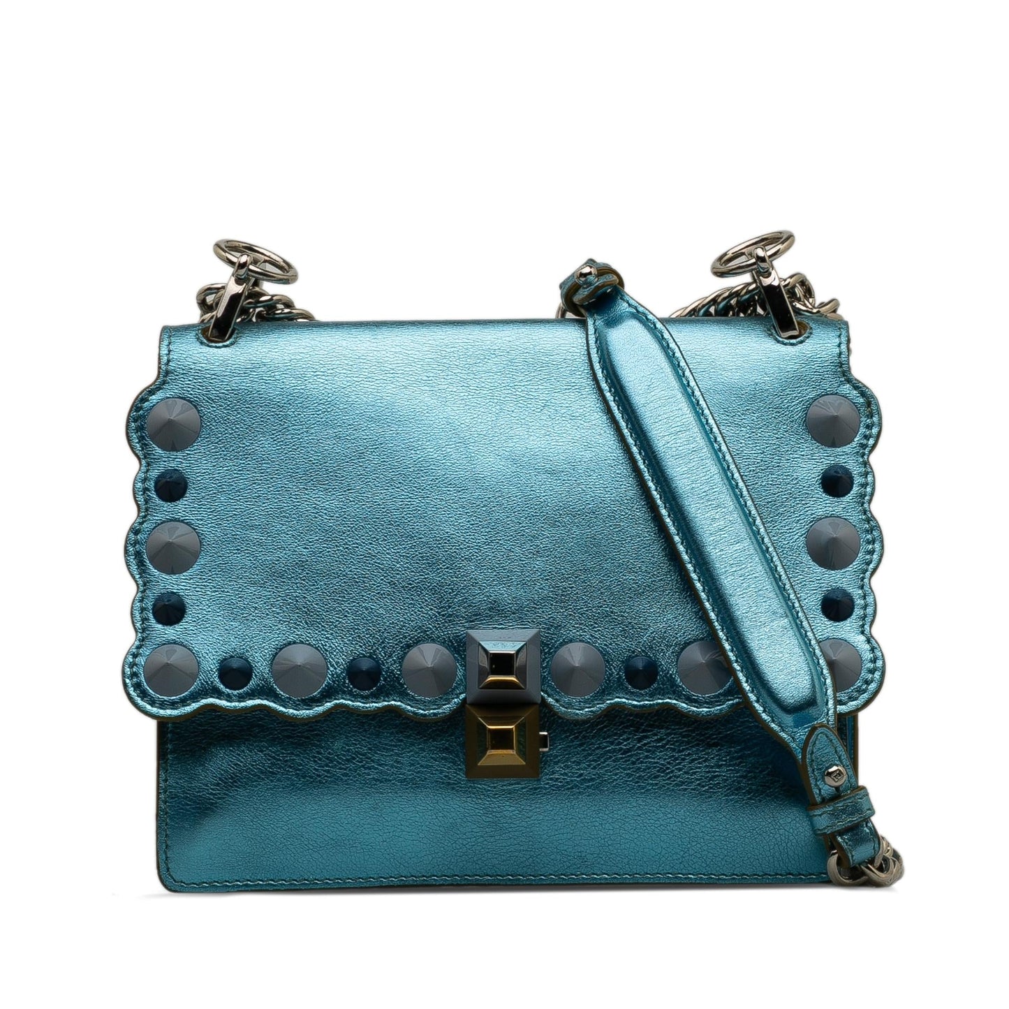 Luxury FendiStudded Scalloped Kan I Crossbody (SHG-CeGCcL)