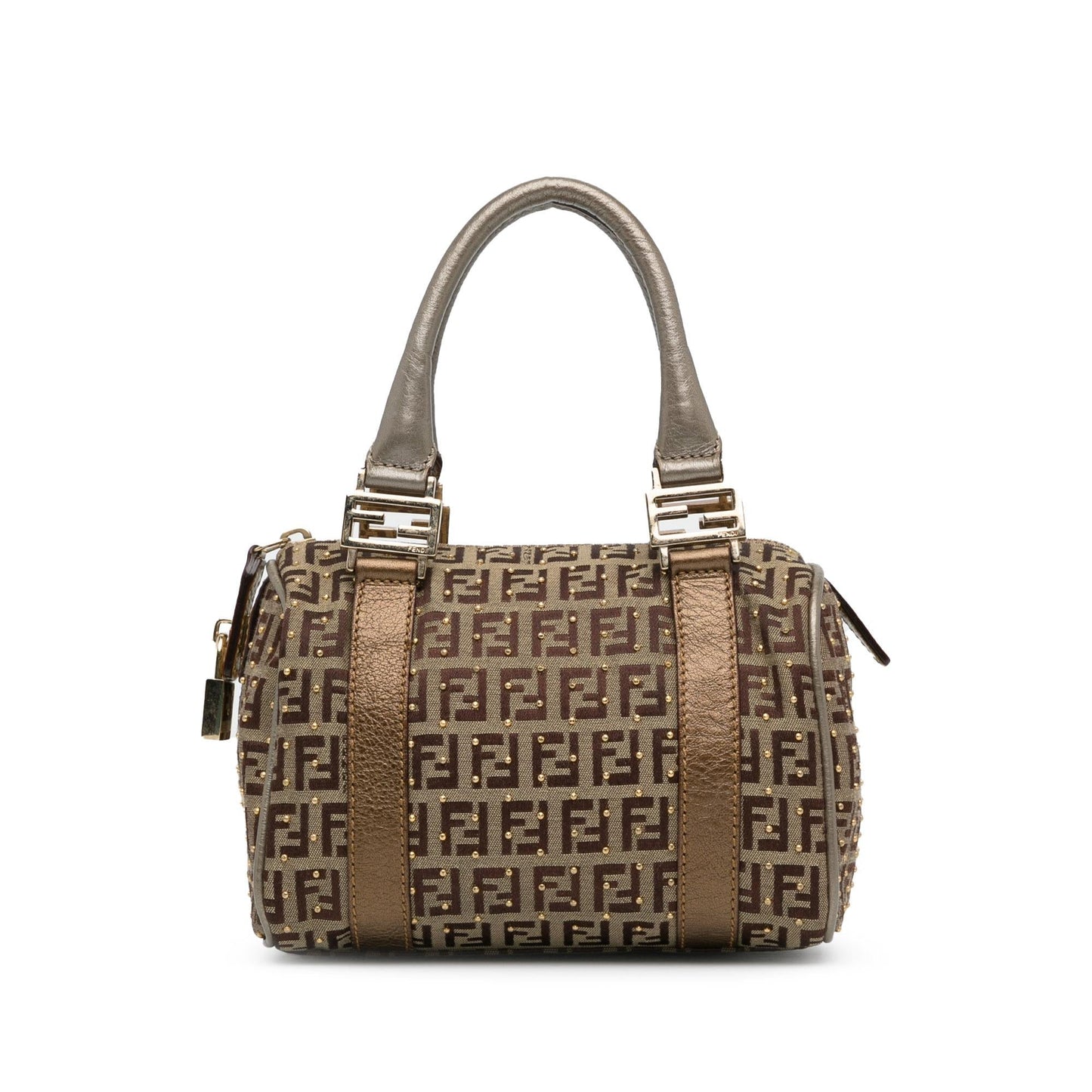 Luxury FendiStudded Zucchino Boston Bag (SHG-q9Lttm)
