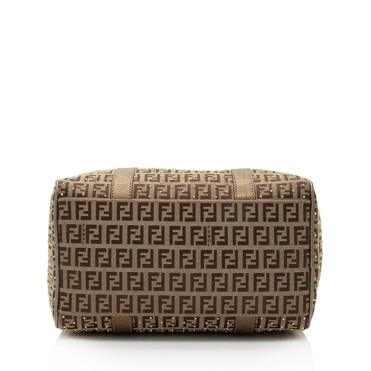 Luxury FendiStudded Zucchino Leather Small Boston Bag (SHF-dAOoUF)