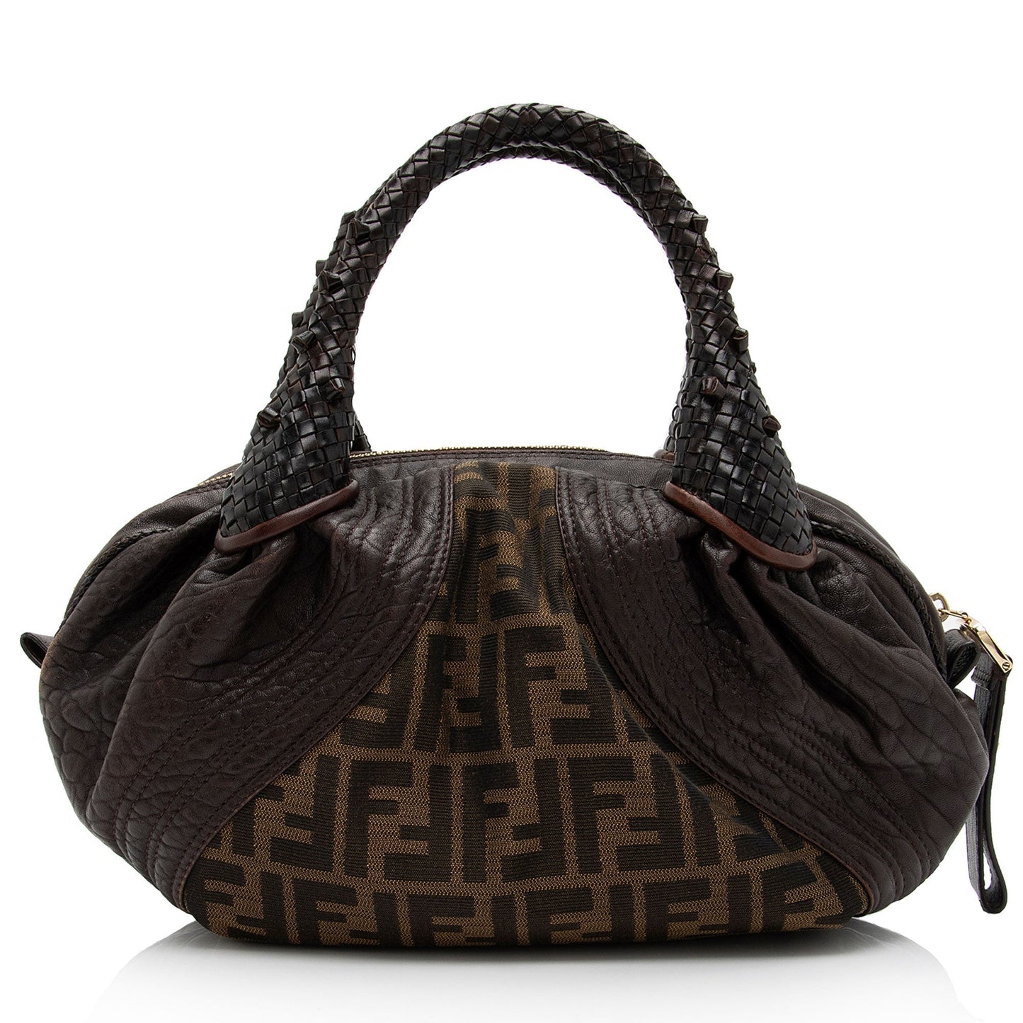 Luxury FendiTortuga Leather Zucca Spy Baby Satchel (SHF-FazHBh)