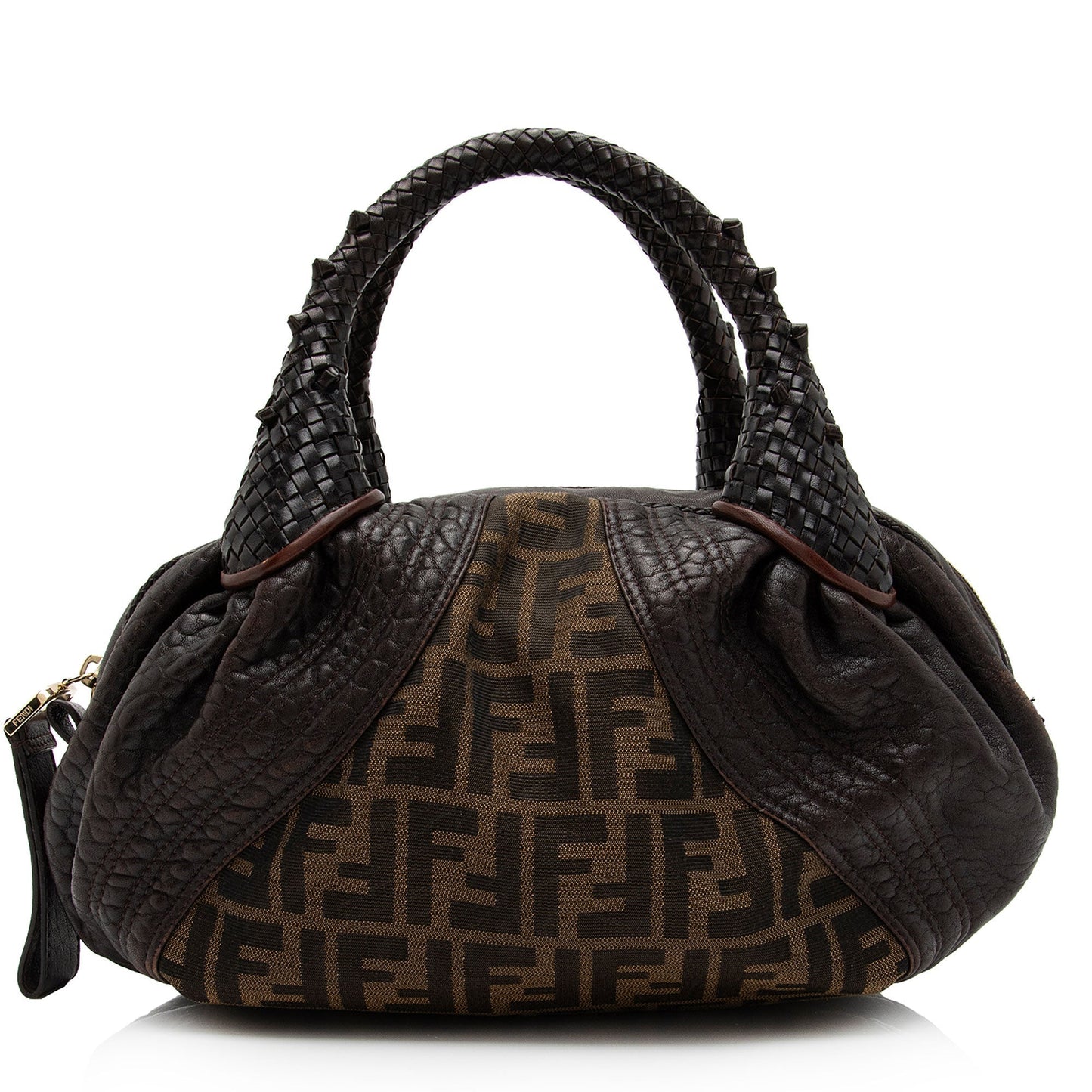 Luxury FendiTortuga Leather Zucca Spy Baby Satchel (SHF-FazHBh)