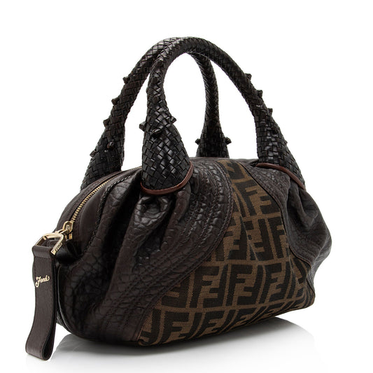 Luxury FendiTortuga Leather Zucca Spy Baby Satchel (SHF-FazHBh)