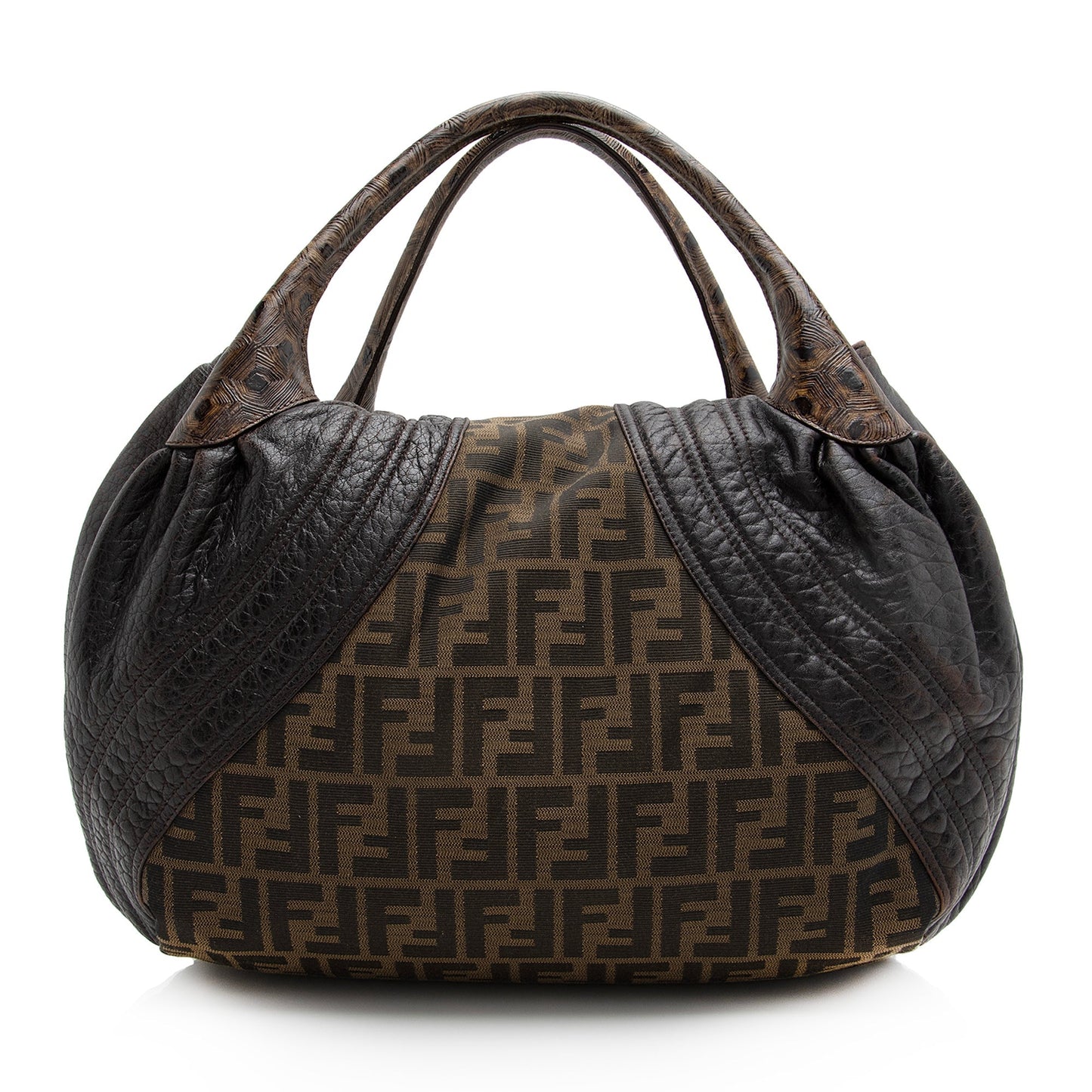 Luxury FendiTortuga Leather Zucca Spy Satchel (SHF-22711)