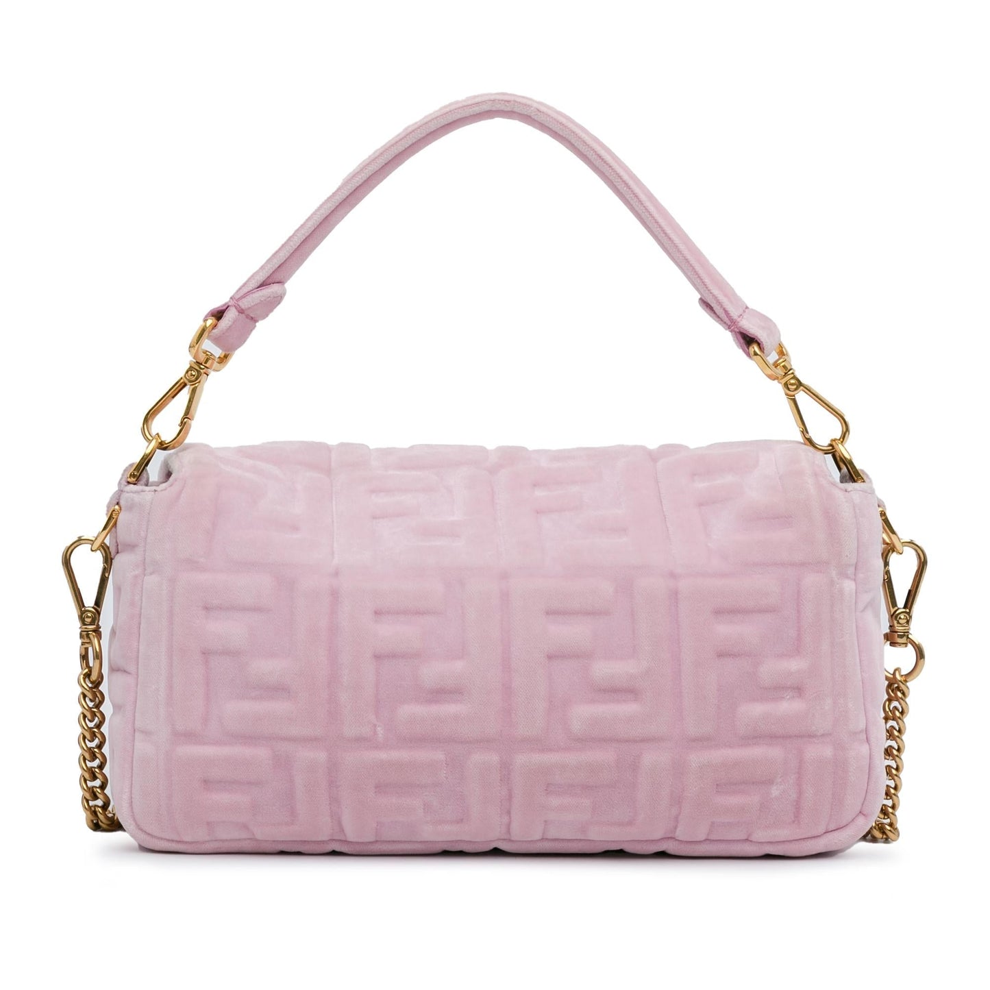 Luxury FendiVelvet Zucca Embossed Baguette Satchel (SHG-eV17vo)