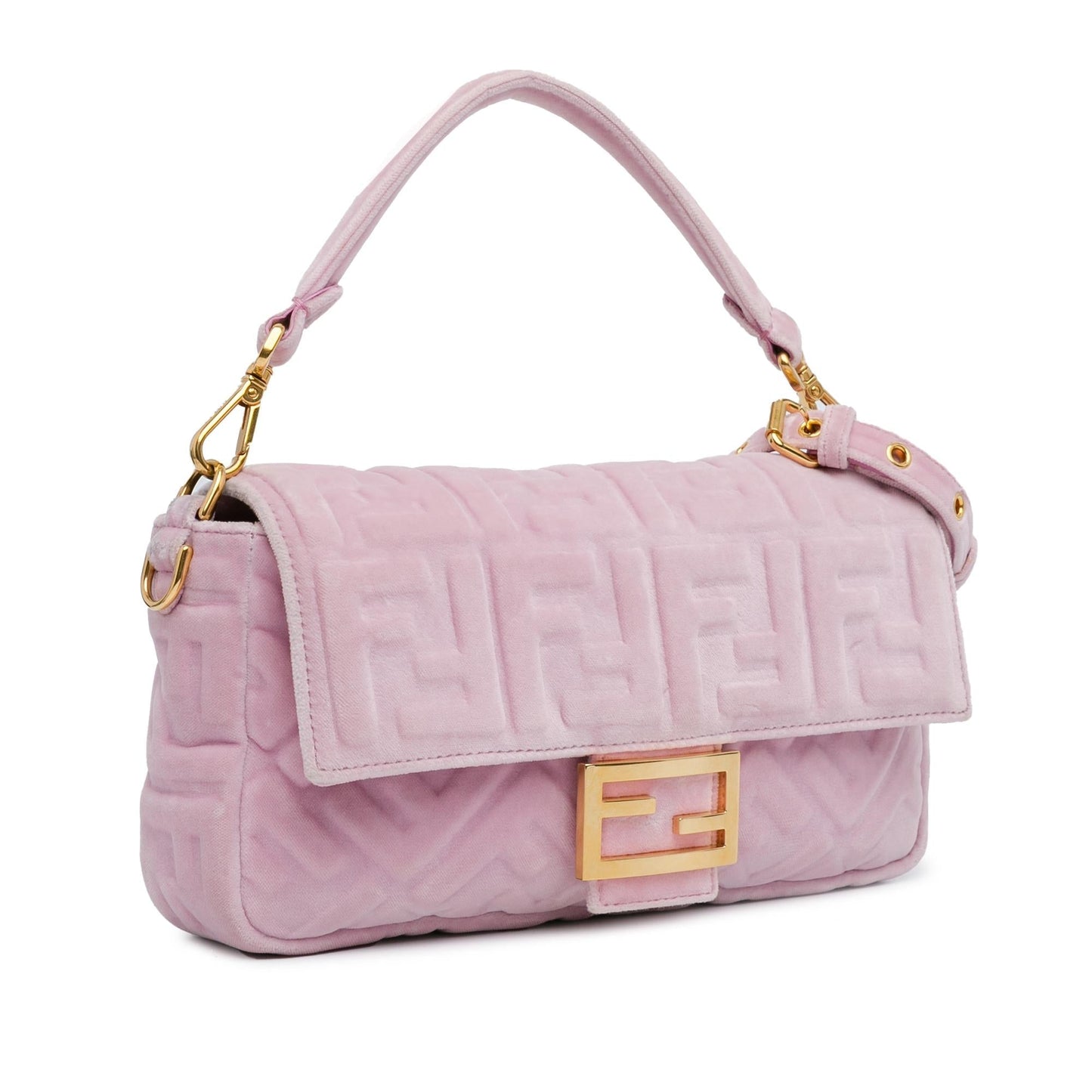 Luxury FendiVelvet Zucca Embossed Baguette Satchel (SHG-eV17vo)