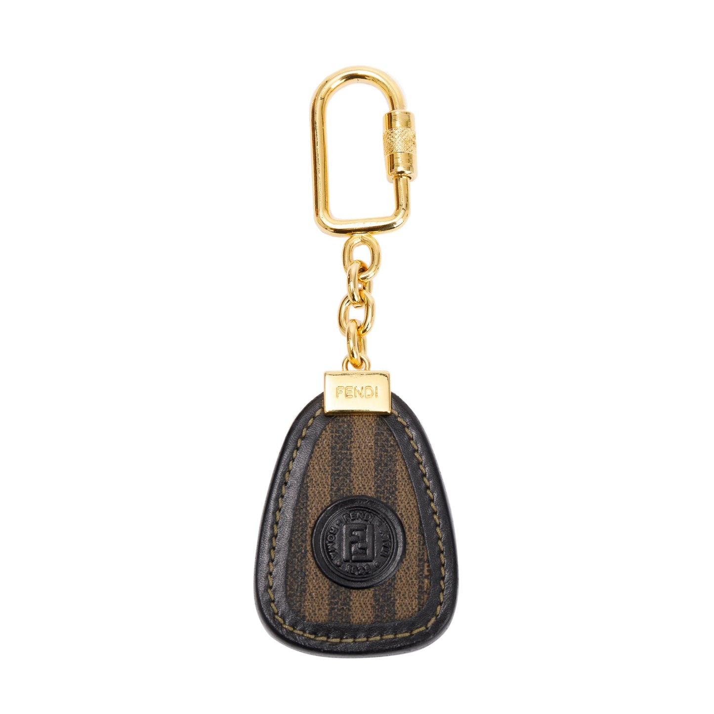 Fendi Vintage Canvas & Leather Logo Keychain