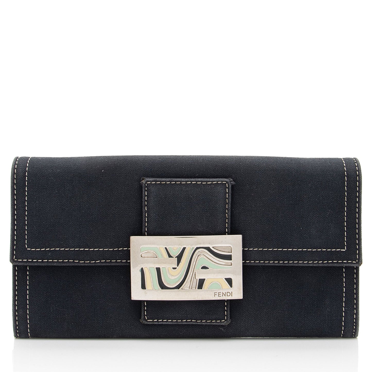 Luxury FendiVintage Denim Continental Wallet (SHF-2XXWBh)