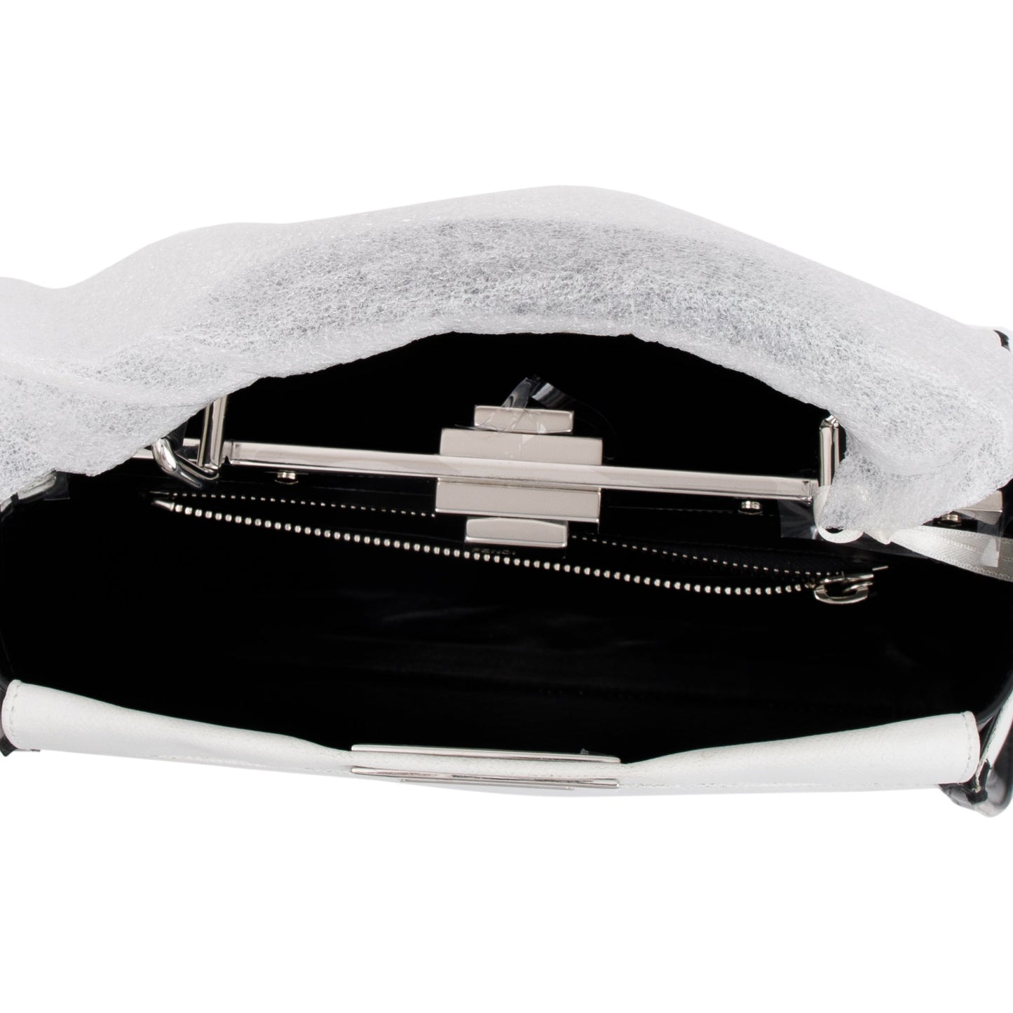 Fendi White & Black Canvas Calf Leather Medium Peekaboo Bag