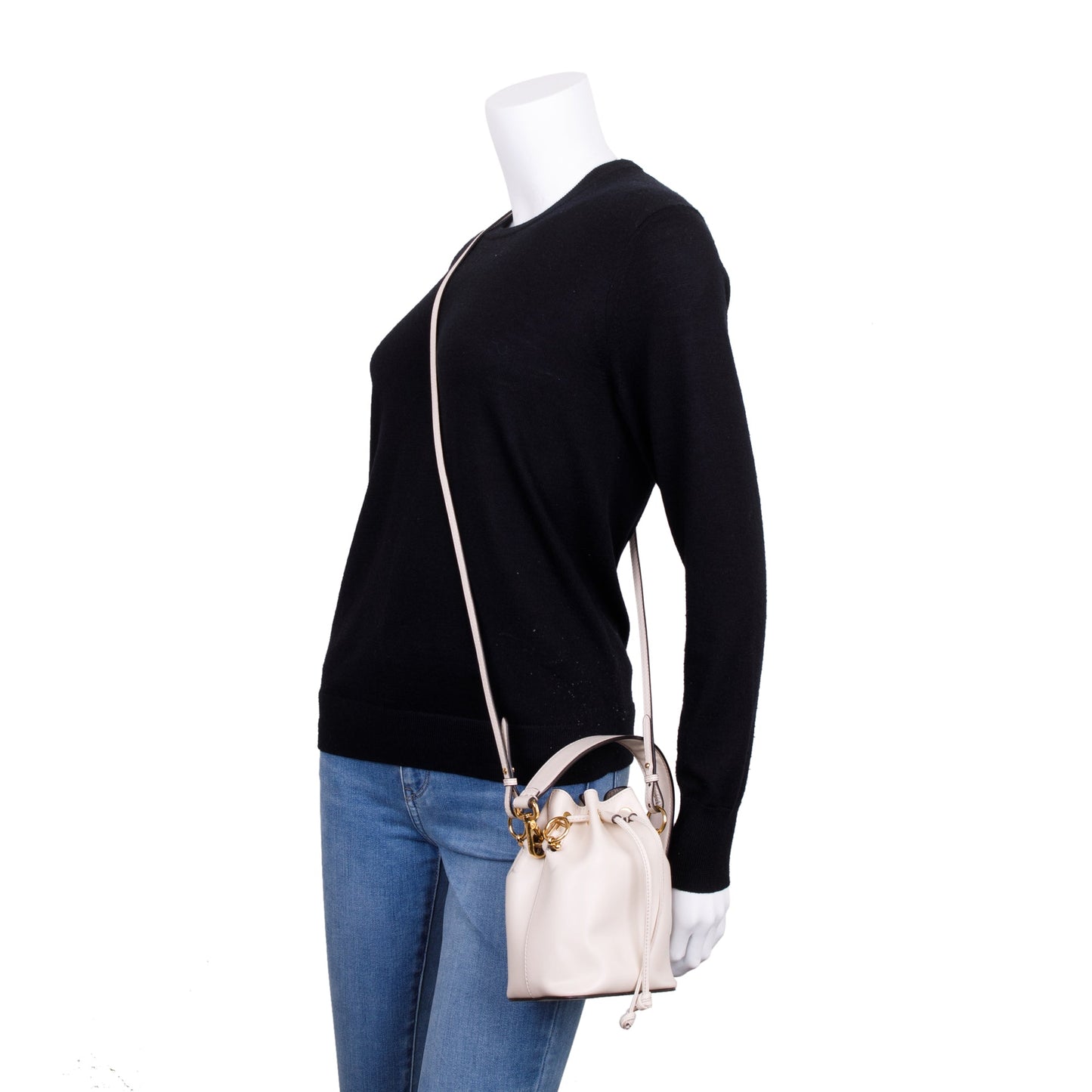 Fendi White Calskin Mini Mon Tresor Bucket Bag