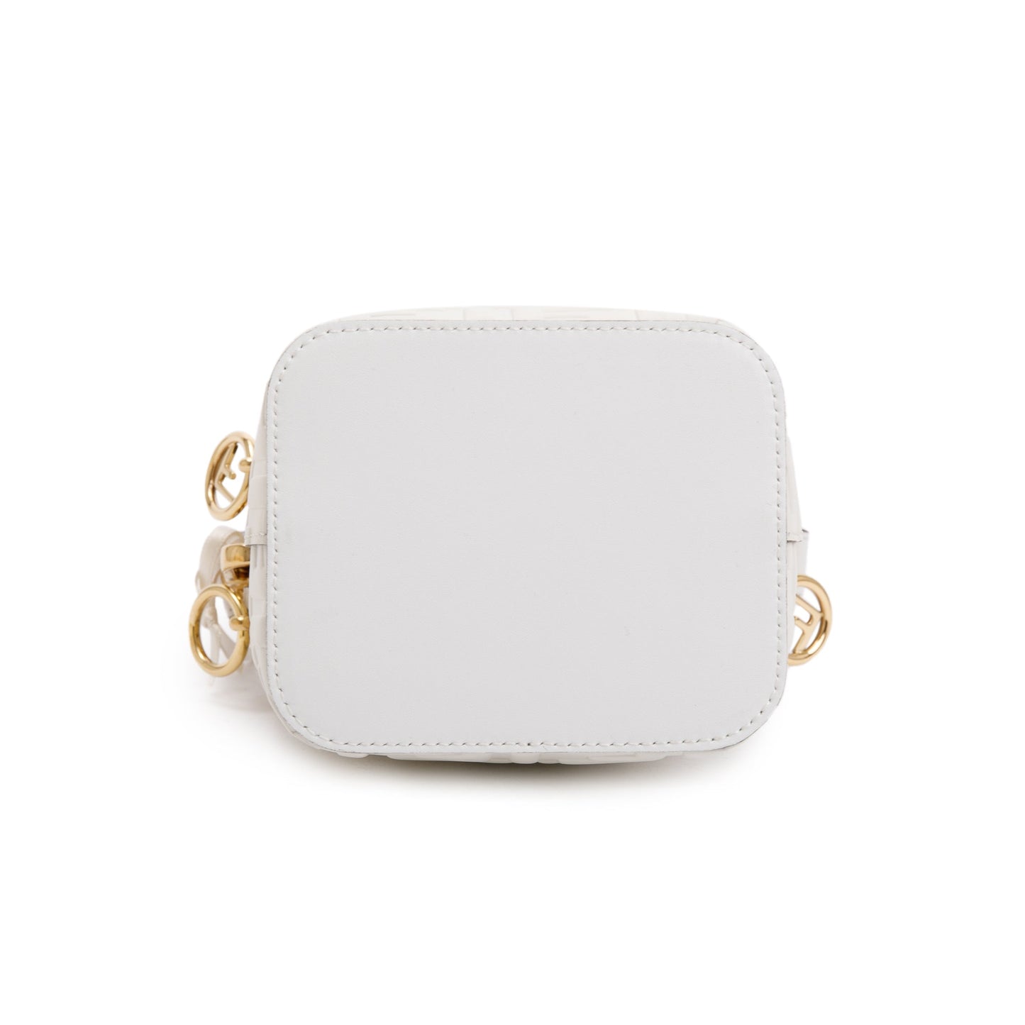 Fendi White FF Embossed Calfskin Leather Mini Mon Tresor Bucket Bag