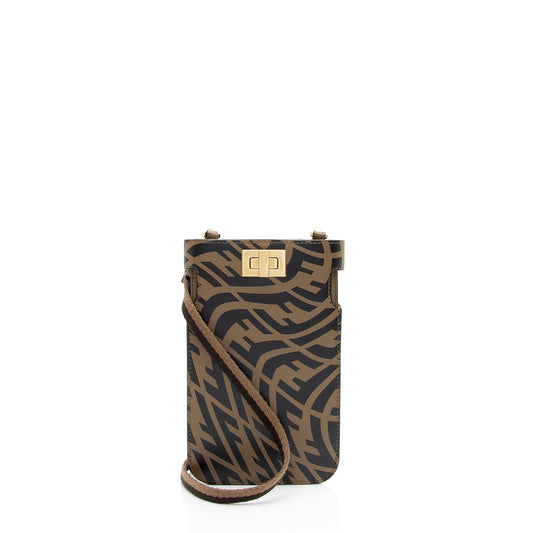 Luxury FendiX Sara Coleman Leather Vertigo Peek A Phone Pouch (SHF-eqtLTR)