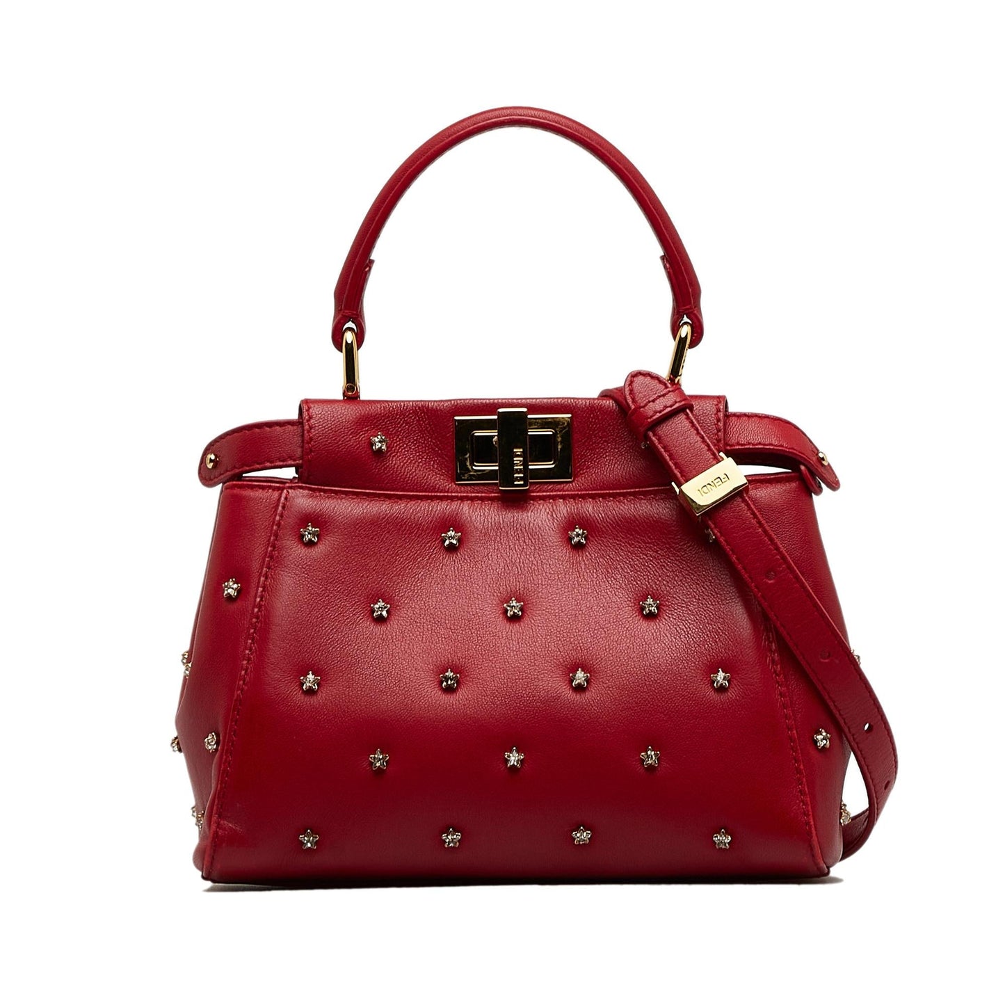 Luxury FendiXS Studded Crystal Stars Peekaboo Iconic Satchel (SHG-qwNGea)