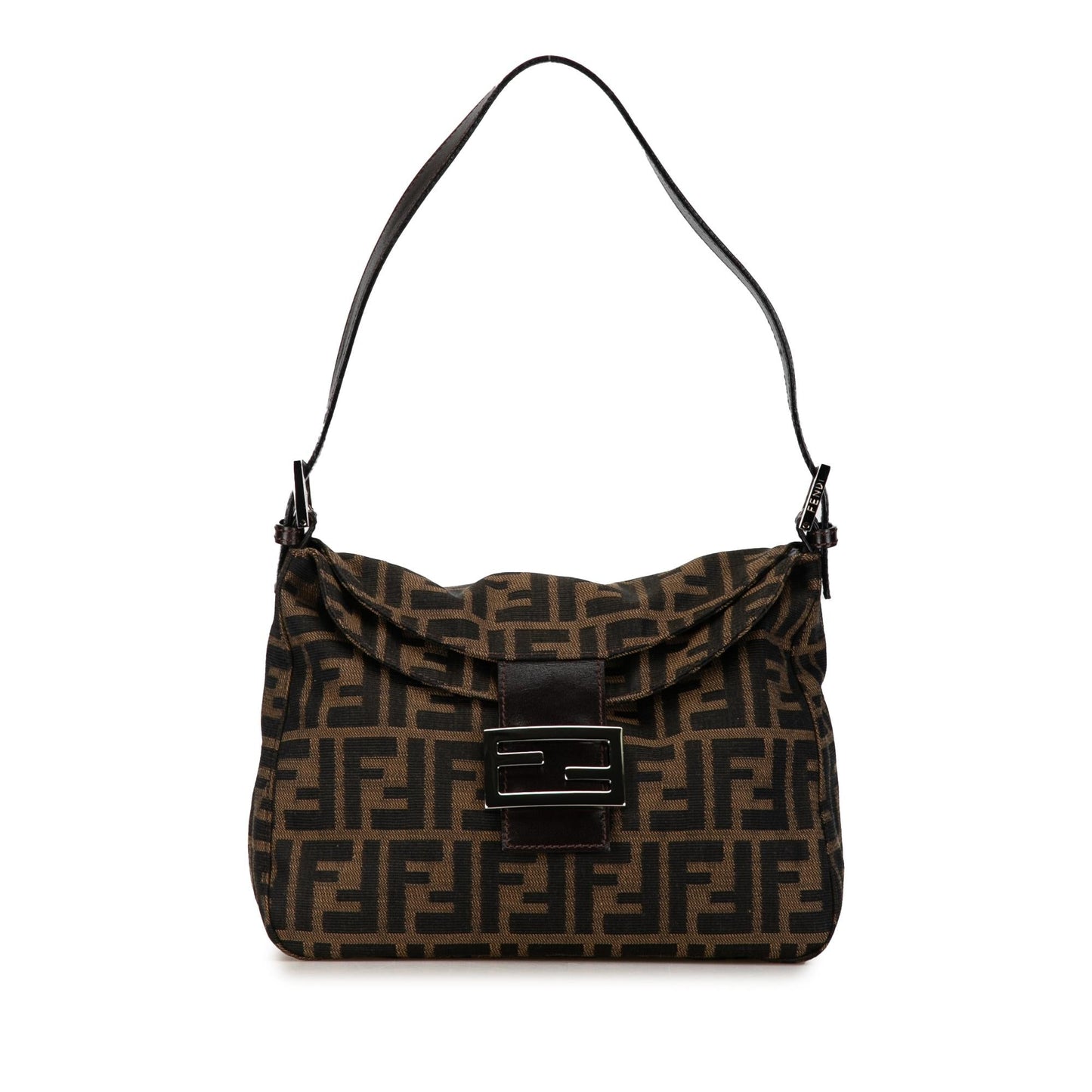 Luxury FendiZucca Canvas Double Flap Shoulder Bag (SHG-BZYeGl)