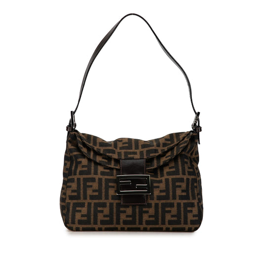 Luxury FendiZucca Canvas Double Flap Shoulder Bag (SHG-BZYeGl)