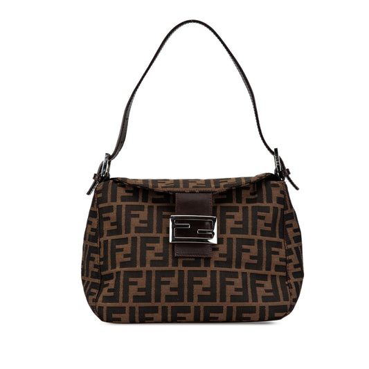 Luxury FendiZucca Canvas Double Flap Shoulder Bag (SHG-ulez5F)