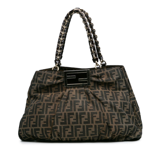 Luxury FendiZucca Canvas Mia Tote (SHG-xCKTom)