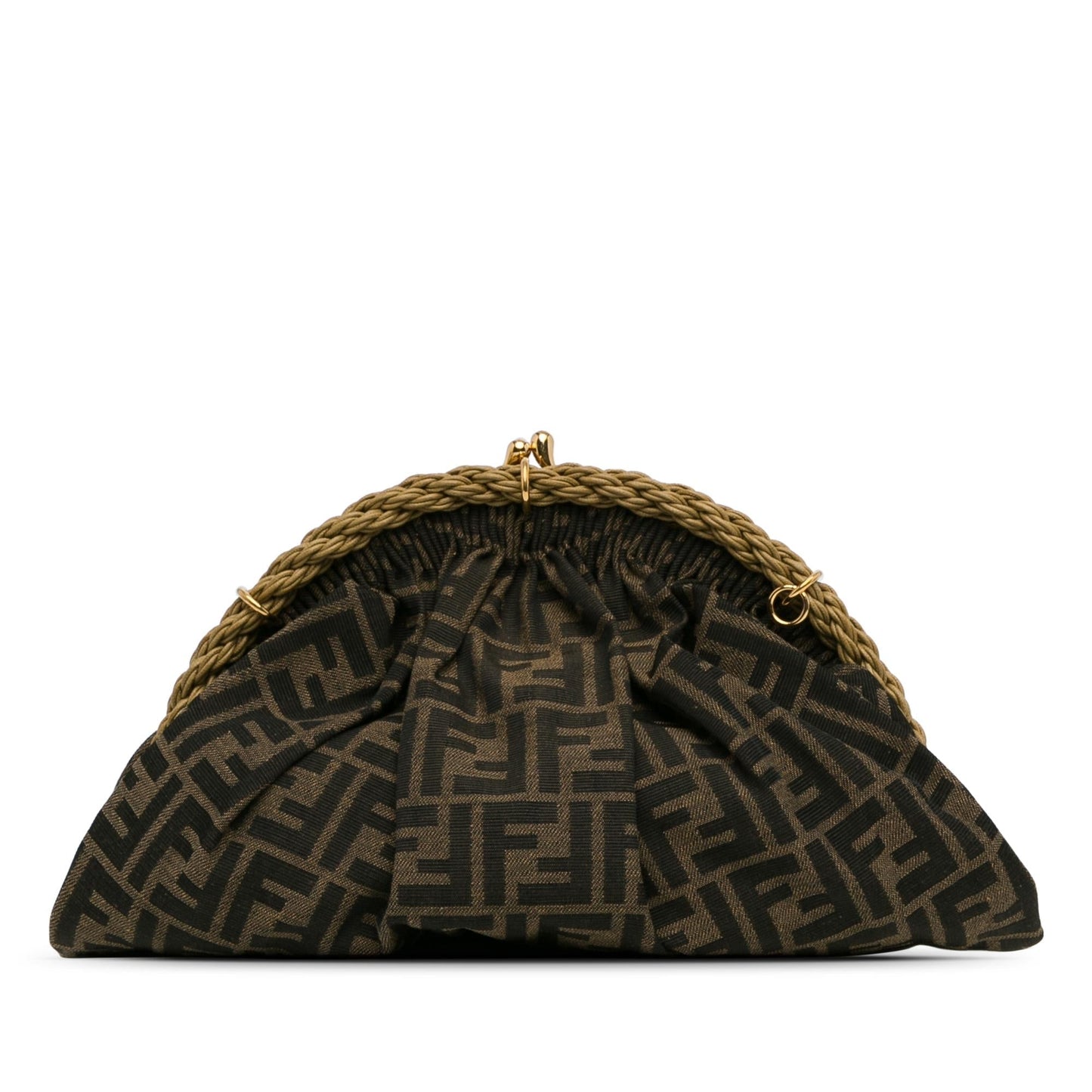 Luxury FendiZucca Canvas Shell Clutch (SHG-EBnBJ0)