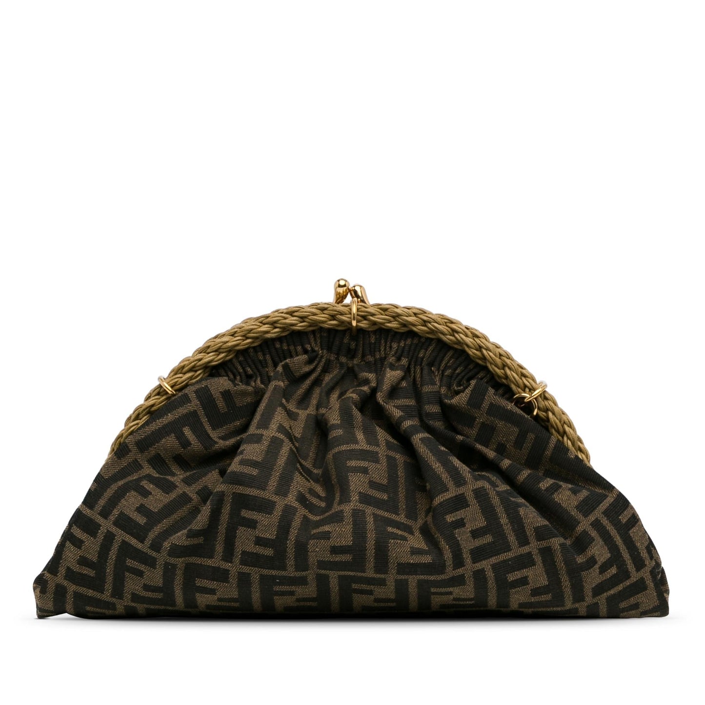 Luxury FendiZucca Canvas Shell Clutch (SHG-8ur43S)