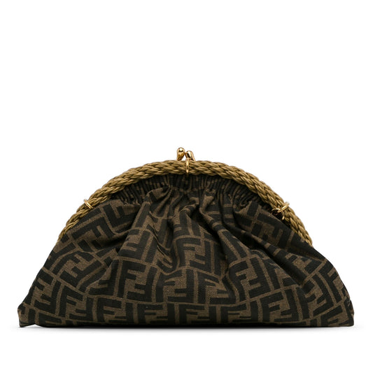 Luxury FendiZucca Canvas Shell Clutch (SHG-8ur43S)