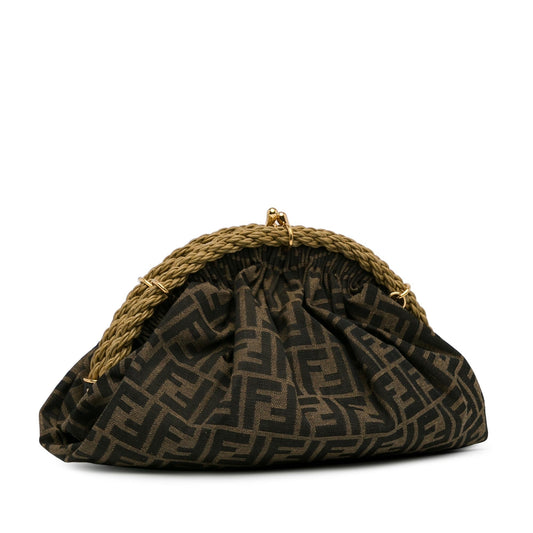 Luxury FendiZucca Canvas Shell Clutch (SHG-8ur43S)