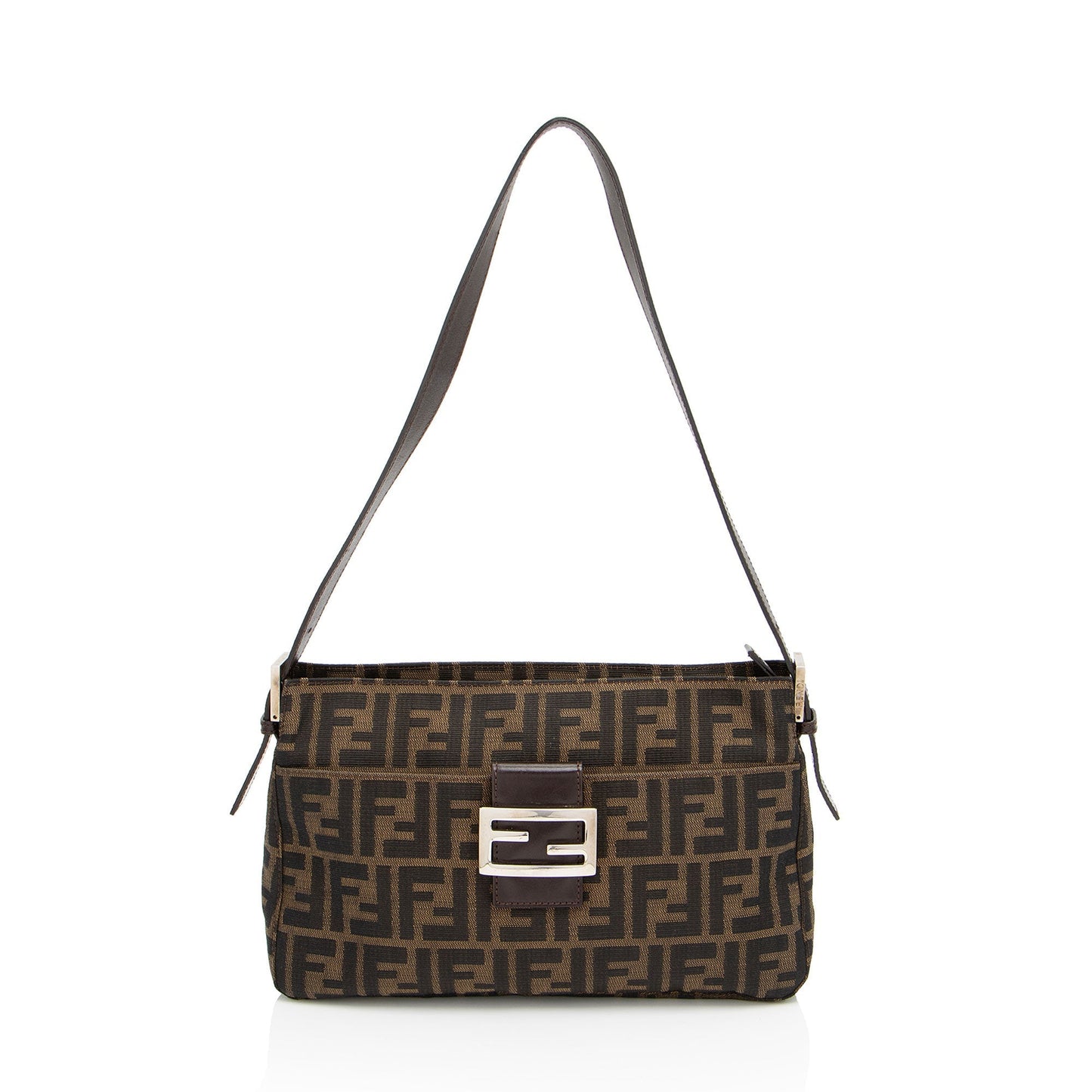 Luxury FendiZucca Zip Top Shoulder Bag (SHF-RhBEmx)