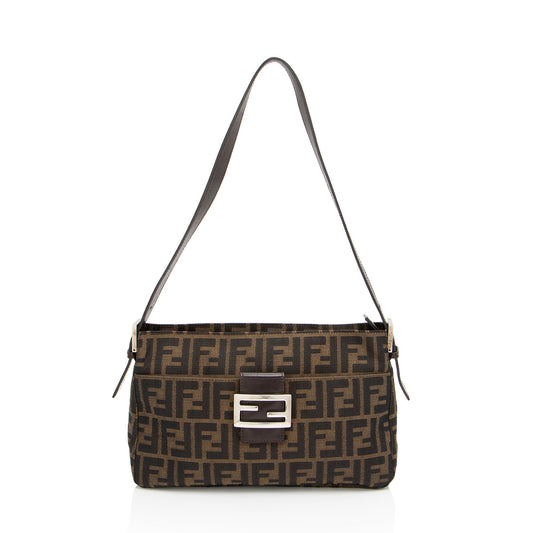 Luxury FendiZucca Zip Top Shoulder Bag (SHF-RhBEmx)